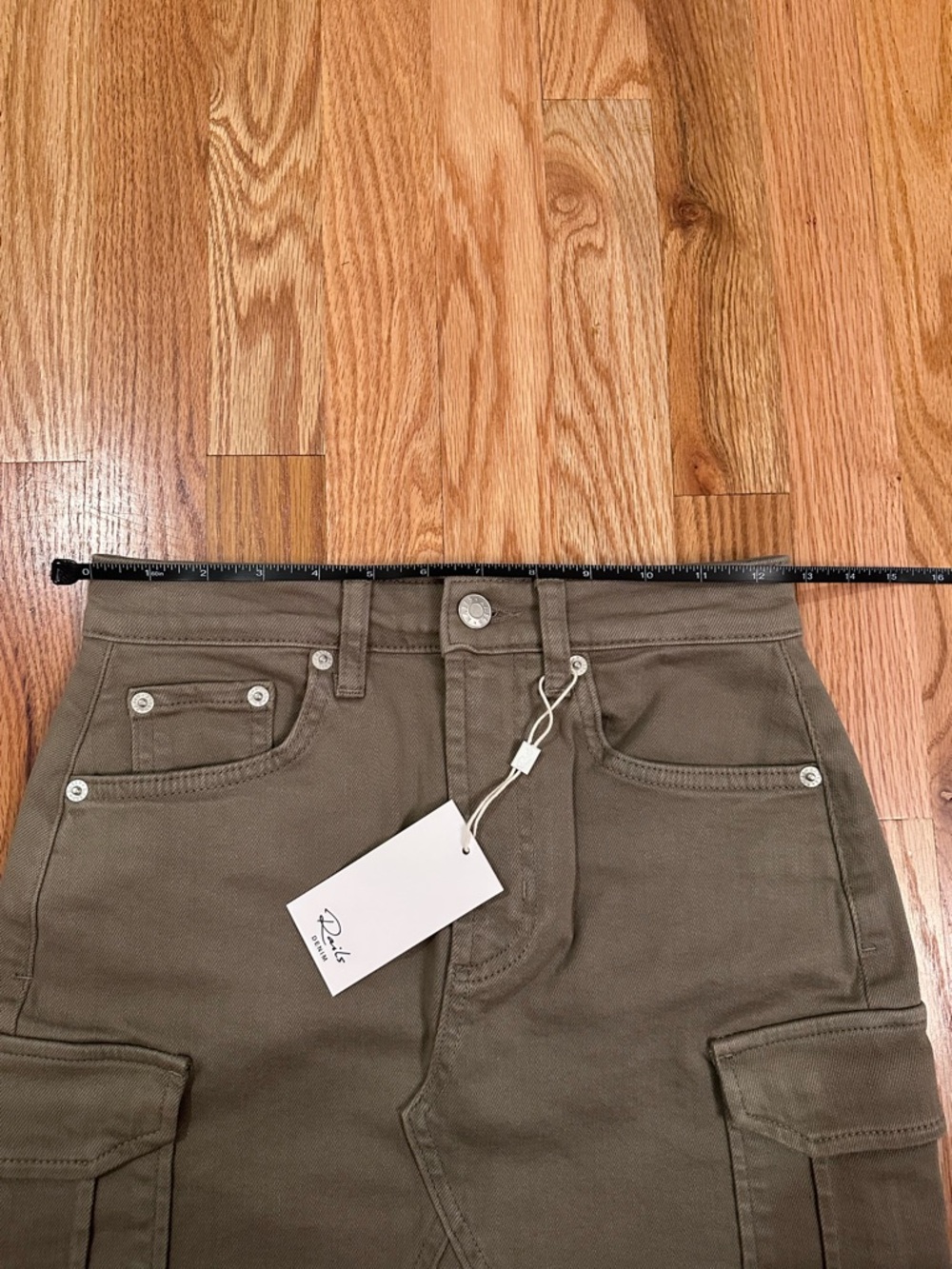 NWT Rails Laurel Stretch Cotton Cargo Skirt, Washed Olive, Size 23 - Picture 7 of 16